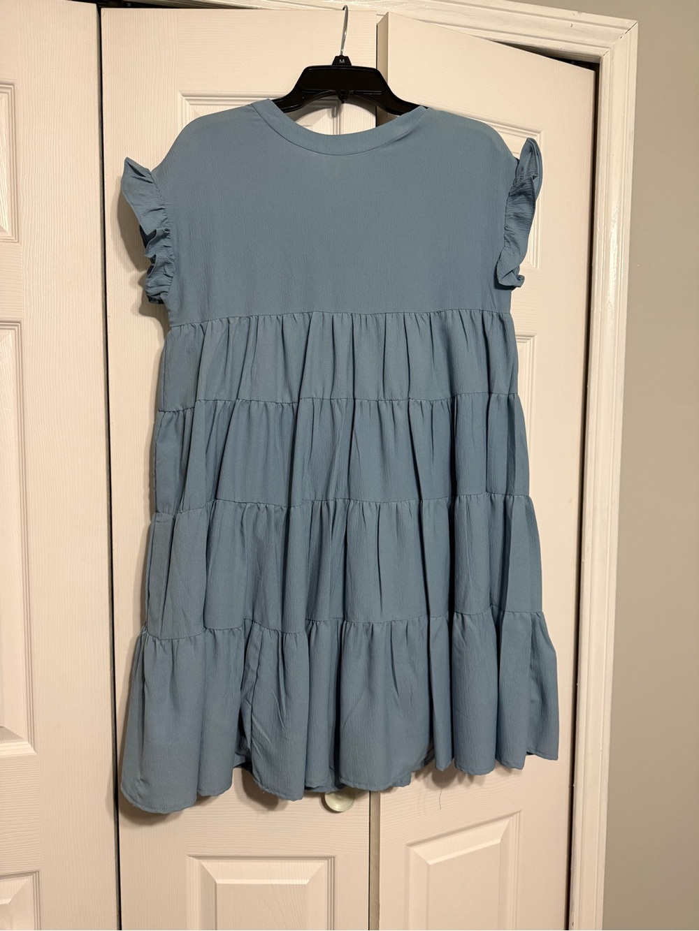 Light Blue Tiered Ruffle Sleeve Dress